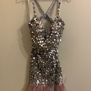 Silver sequined homecoming dress
